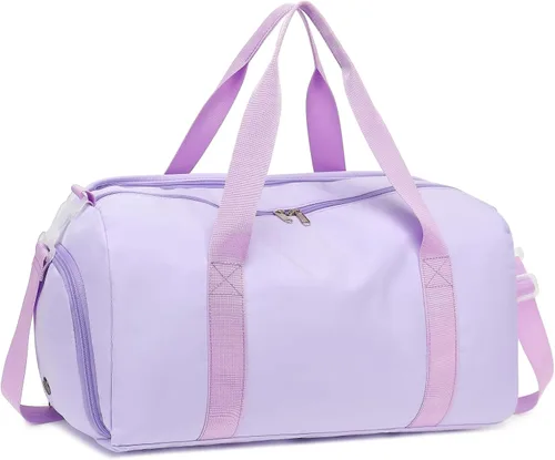 Miniatura 8 de Bolsa de viaje deportiva para gimnasio para hombres y mujeres con compartimento para zapatos, bolsillo húmedo, Púrpura (pure purple), Bolsa de lona