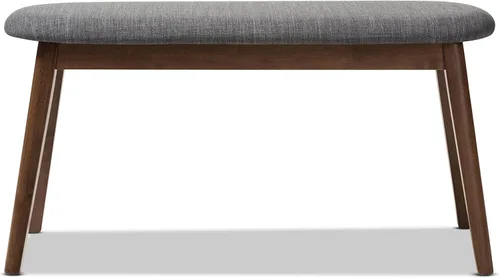 Miniatura 4 de Baxton Studio Easton - Banco de madera tapizado de tela gris oscuro moderno de mediados de siglo Gris claro