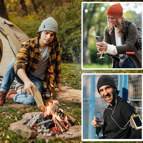 Miniatura 6 de Ocatoma Gorro para hombres y mujeres, de punto acrílico, con puños, para uso diario, cálido, unisex, regalos para hombres y mujeres, novio, él y ella