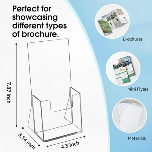 Miniatura 2 de MaxGear Soporte acrílico para folletos de 4 pulgadas, soporte de plástico transparente para libros, libros, revistas, menús, organizador multiusos