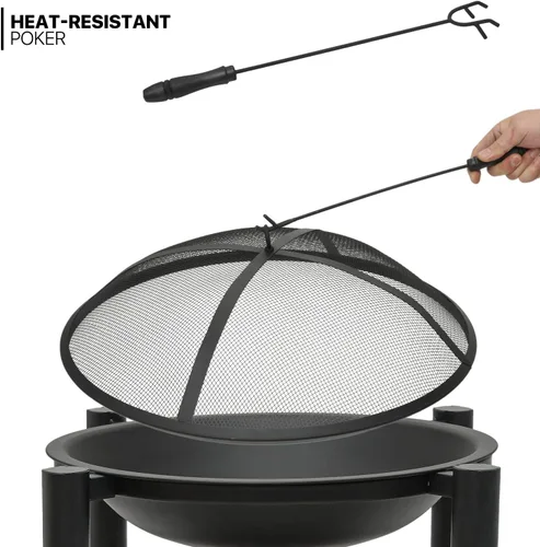 Miniatura 8 de MoNiBloom Fogata portátil de 22 pulgadas para exteriores, parrilla de barbacoa exterior, parrilla para cocinar con estante para patio, patio