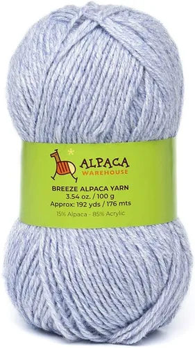 Miniatura 10 de Mezcla de lana de alpaca, 1 madeja de 3.53 onzas, peso peinado, celestial, suave y perfecto para tejer y tejer a ganchillo (aguamarina, peso peinado)