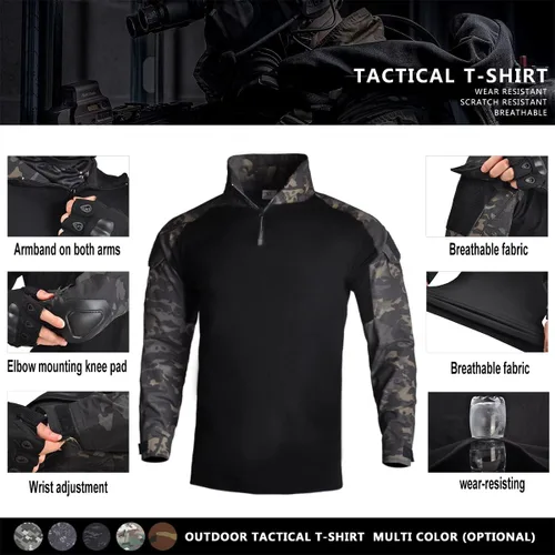 Miniatura 3 de HAN·WILD Traje táctico de uniforme militar para hombre, camisas y pantalones de combate Airsoft Paintball Ropa con rodilleras