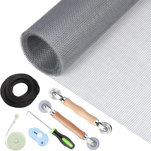 Kit de reparación de mosquitero de ventana – Malla de fibra de vidrio de 59" x 106" para reemplazo de puerta mosquitero con todas las herramientas