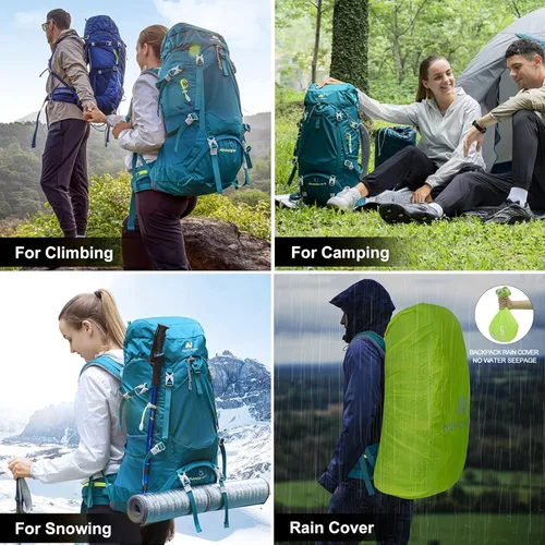 Miniatura 6 de N NEVO RHINO - Mochila de senderismo con marco interno 50, 60, 65, 70 y 80 L, mochila impermeable para escalar, camping, con cubierta de lluvia 02
