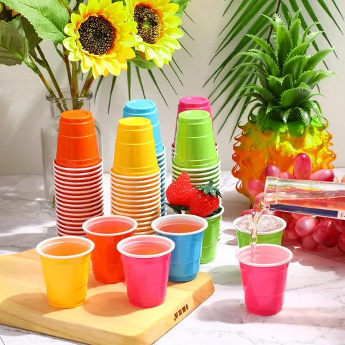 Miniatura 6 de Roshtia Paquete de 100 vasos de plástico de 2 onzas, mini vasos de chupito desechables de graduación de 2 onzas para fiesta de graduación, boda