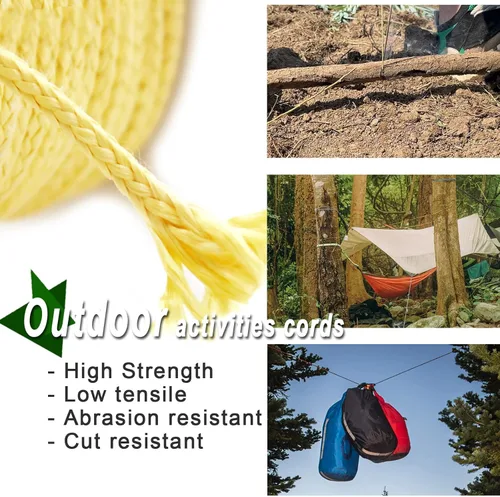 Miniatura 2 de 9KM DWLIFE Cordón trenzado de Kevlar, 45kg~907kg, alta resistencia a la tracción, resistente a la abrasión, retardante de llama, cuerda