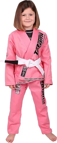 Miniatura 2 de Tatami Fightwear Meerkatsu Animal Jiu Jitsu Gi, chaqueta de 425GSM, pantalones BJJ de sarga y cinturón blanco, rosa, M0, Rosado