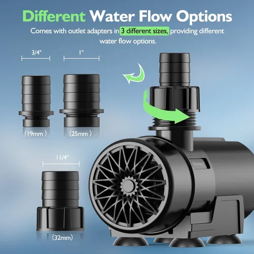 Miniatura 4 de hygger Bomba de agua de 15W-100W con controlador (hasta 3430 GPH), bomba de retorno sumergible/en línea con modo/flujo ajustable, 2 bombas de fuente