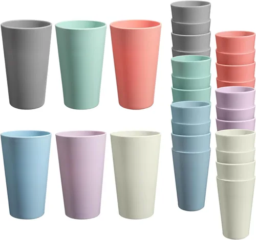 Miniatura 23 de Juego de 24 vasos de plástico irrompibles, vasos de plástico reutilizables de 20 onzas, vasos de agua apilables, vaso para beber para cocina