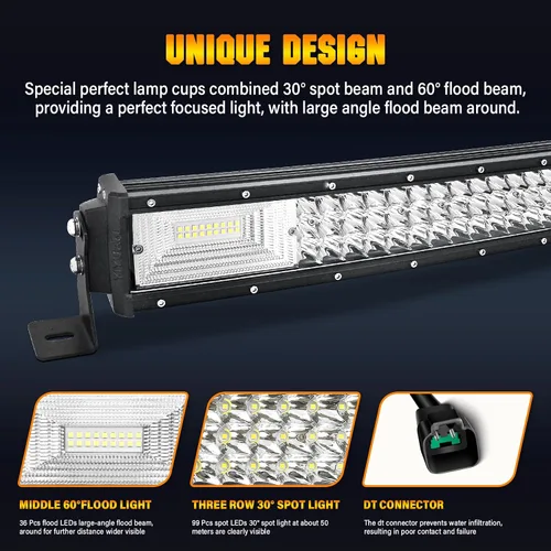 Miniatura 3 de AUXTINGS 42 inch Curved LED Light Bar with Remote Controller Wiring Harness,540W Triple Row Spot Flood Beam,Strobe Flash Work Light Driving