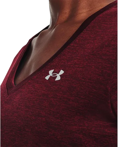 Miniatura 5 de Under Armour Tech - Camiseta de manga corta y cuello en V para mujer, jaspeada