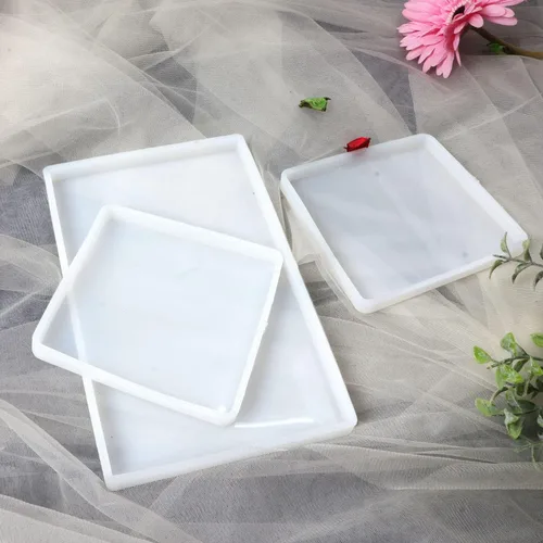 Miniatura 3 de Moldes grandes de resina de silicona, 3 moldes de resina de geoda de ágata, incluye 2 moldes cuadrados para posavasos cuadrados, molde rectangular