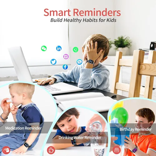 Miniatura 6 de Reloj de seguimiento de actividad física para niños, reloj inteligente impermeable IP68 con 19 modos deportivos, podómetro, monitor de frecuencia