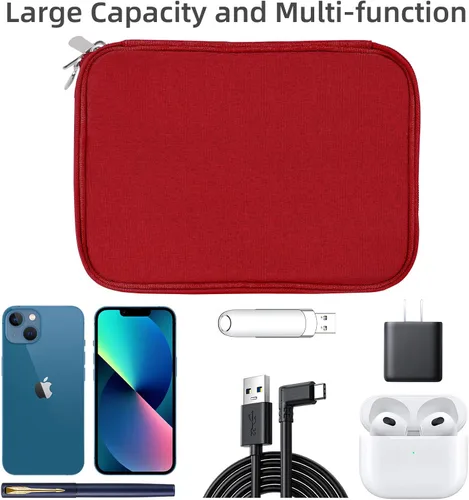 Miniatura 3 de Organizador de artículos electrónicos, bolsa organizadora de cables de viaje, resistente al agua, doble capa, para cable, iPhone, iPad Mini, regalo