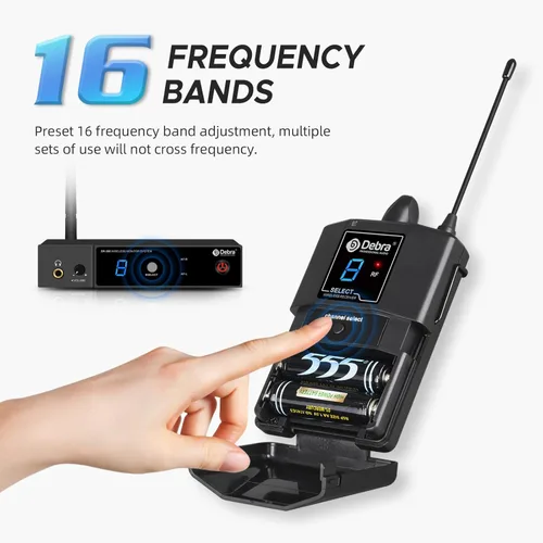 Miniatura 6 de D Debra Sistema de monitor inalámbrico en oído ER-280 UHF Transmisor y receptor profesional mono IEM con auriculares, para escenario, banda, estudio