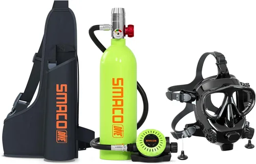 Miniatura 11 de SMACO Mini tanque de buceo 1L tanque de buceo portátil reutilizable buceo kit de cilindro de oxígeno para snorkel y rescate de emergencia S400
