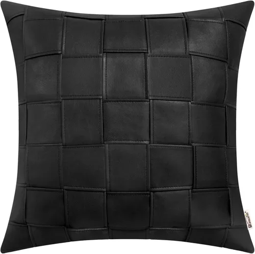 Miniatura 19 de BRAWARM Fundas de almohada de tiro de cuero sintético de 18 x 18 pulgadas, fundas de almohada de cuero marrón foca paquete de 2, almohadas Sello