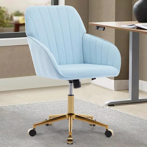 Miniatura 20 de Silla moderna de oficina en casa, cómoda silla de escritorio de terciopelo, silla de tocador de maquillaje con ruedas, silla giratoria ajustable