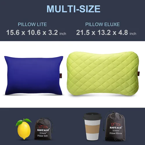 Miniatura 5 de X-Foam - Almohada inflable para acampar con funda de espuma extraíble, cómoda, lavable, ultraligera, portátil con soporte lumbar para el cuello