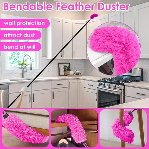 Miniatura 5 de CALBEAU Plumeros de 8 pies para limpieza, plumero con poste de extensión, plumero de microfibra utilizado para limpiar ventilador de techo, ventanas