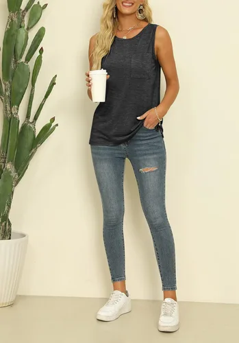 Miniatura 4 de TECREW Camiseta sin mangas de verano para mujer, cuello redondo, informal, básica