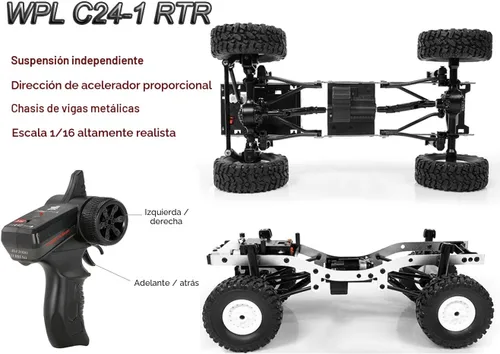 Miniatura 5 de HLSFWDRIVE Camiones RC WPL C24-1, RC Rock Crawler, RC Truck 4x4, Escala 1/16, RC Crawler Todo Terreno, Camioneta de Control Remoto 2.4G, Todo