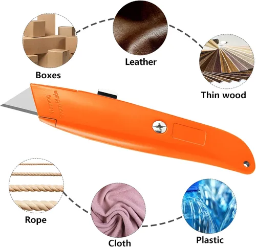 Miniatura 3 de DIYSELF Paquete de 2 cortadores retráctiles con 10 hojas de cuchillo utilitario, cuchillas afiladas de acero SK5, cortadores de caja para cartón