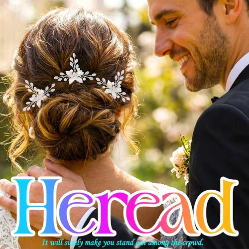 Miniatura 3 de HEREAD Flower Bride - Horquillas para el cabello de boda con perlas plateadas, accesorios para el cabello de hojas para mujeres (paquete de 3)