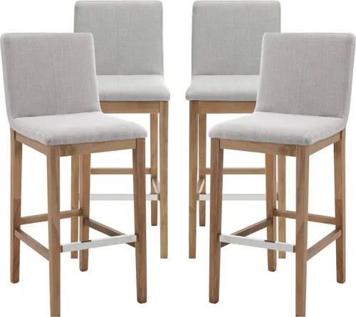 Miniatura 15 de Kmax Juego de 2 taburetes de bar de 26 pulgadas de altura de mostrador, taburetes tapizados para encimera de cocina con soporte trasero, taburetes
