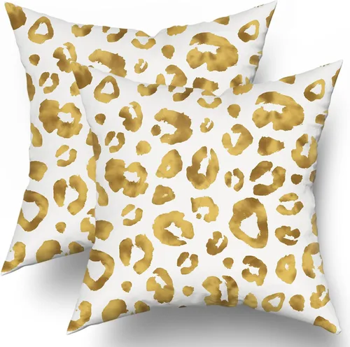Miniatura 11 de Juego de 2 fundas de almohada con estampado de leopardo gris aguamarina de 16 x 16 pulgadas, diseño de guepardo gris acuarela y blanco, fundas