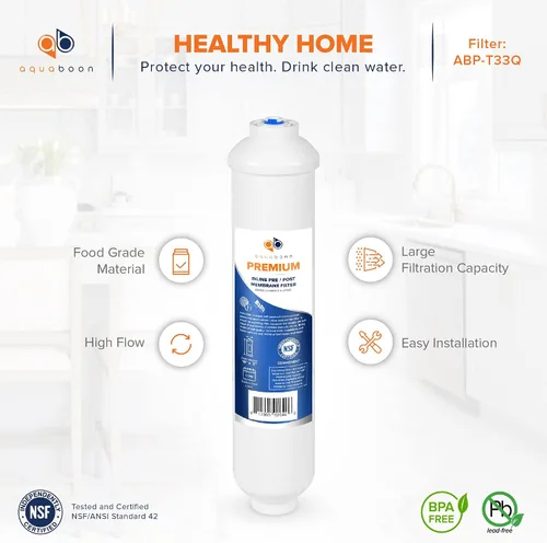 Miniatura 3 de Aquaboon Filtro de agua de carbón activado T33 - Filtro de agua en línea para refrigerador se adapta a línea de agua de 1/4 - Filtro para máquina