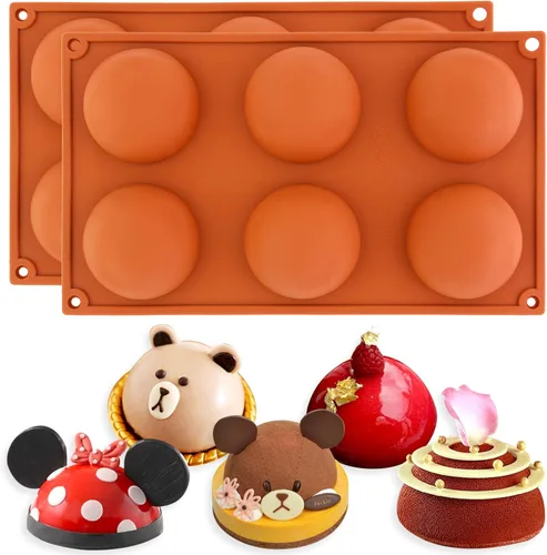 Miniatura 14 de FUNSHOWCASE Pequeña 15 cavidades semi esfera de media cúpula redonda molde de silicona chocolate tarta bandeja para hornear 1 unidad