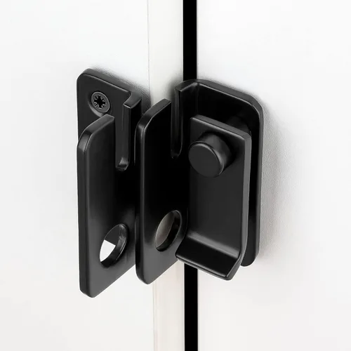 Miniatura 5 de INIRET 2 paquetes de pestillos abatibles, 60 mm x 54 mm, candado de puerta de granja de acero inoxidable negro engrosado y resistente, pestillo