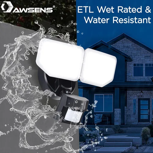 Miniatura 2 de Focos de seguridad LED de 30W con sensor de movimiento al aire libre, 180 grados, 2600 lm, 5100 K, resistente al agua ETL, foco detector de Negro