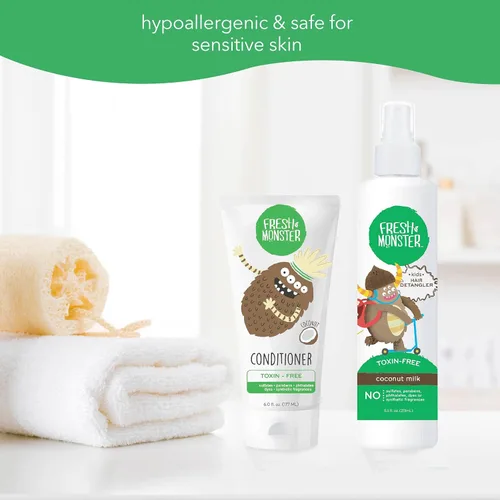 Miniatura 7 de Fresh Monster Paquete desenredante de cabello para niños, desenredante de 8.5 onzas y acondicionador de 6 onzas, sin toxinas, hipoalergénico
