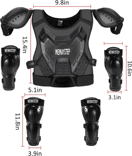 Miniatura 3 de Protector de Pecho para Bicicleta de Tierra para Niños - Chaleco de Armadura de Motocicleta Motocross con Rodilleras y Coderas - Traje de Protección