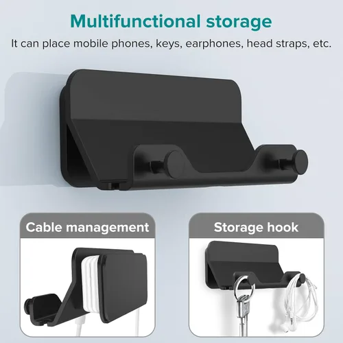 Miniatura 3 de HomeMount Soporte de pared manos libres para teléfono con tira adhesiva para dormitorio, sala de estar, cocina, compatible con todos los teléfonos