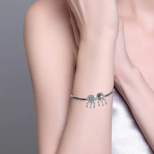 Miniatura 4 de LONAGO Abalorio de foto personalizado para pulsera de plata de ley personalizable, regalo para mujeres