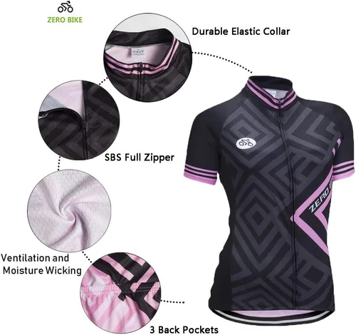 Miniatura 2 de Jersey de ciclismo para mujer, de manga corta, secado rápido, transpirable, para montaña.