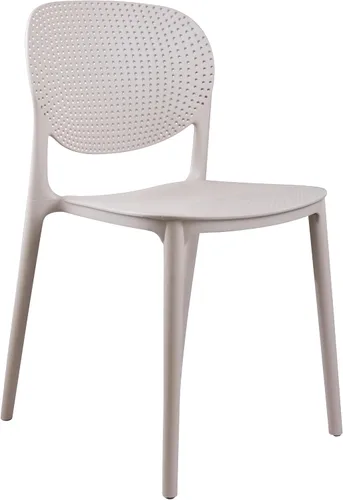 Miniatura 4 de CozyBlock - Silla de comedor apilable perforada de malla para interior y exterior, juego de 2 (Biege)