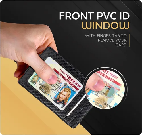 Miniatura 56 de Billetera de cuero con clip para dinero, bolsillo frontal delgado, bloqueo RFID con imán súper fuerte