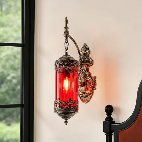 Miniatura 15 de Aplique de pared rústico de cristal, mini accesorio de luz de pared gótica vintage antigua, aplique de pared retro estilo granja de mediados