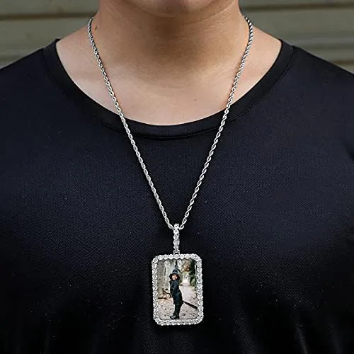 Miniatura 6 de QUNTING Collar con foto personalizada para hombres cadena de imagen redonda personalizada para mujeres medallones de amor joyería hip hop llavero