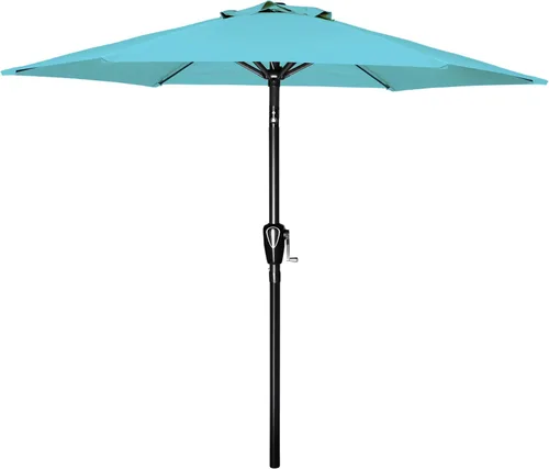 Miniatura 19 de Simple Deluxe sombrilla de patio de 7.5 pies, sombrilla de mesa para exteriores, sombrilla de jardín con botón de inclinación/manivela, 6 varillas