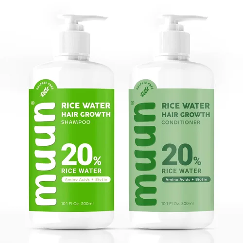 Muun Champú y acondicionador de agua de arroz para el crecimiento del cabello, regeneración, adelgazamiento del cabello y anti pérdida de cabello,