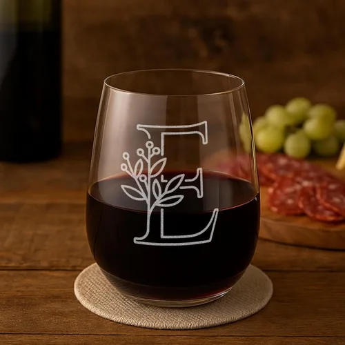 On The Rox Drinks Regalos con monograma para mujeres y hombres – Letra A-Z inicial grabada monograma sin tallo, copa de vino – Regalos de vino