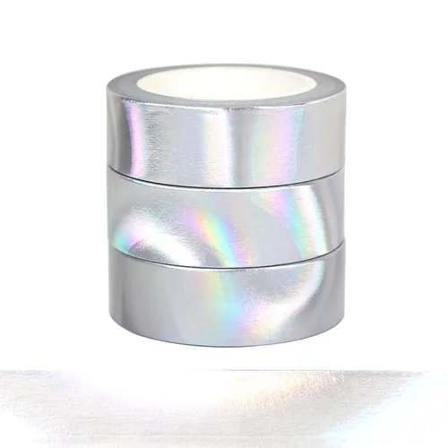 Miniatura 12 de NatSumeBasics 3 Cintas Washi Arcoíris Metálicas Cintas de Enmascarar 32 pies x 0.6 pulgadas. Cintas Washi de Papel Metálico para Manualidades 3