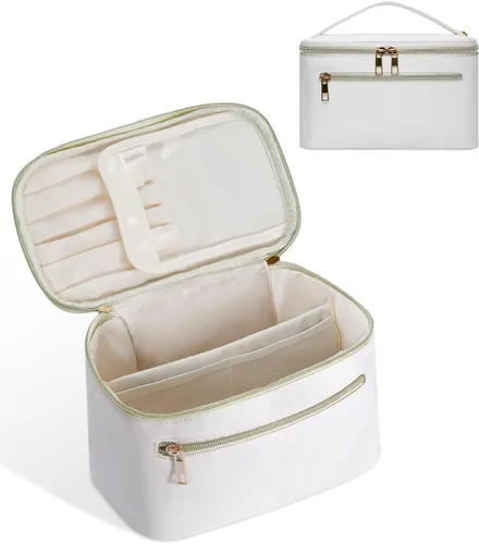 Miniatura 8 de Wandering Nature Bolsa de Maquillaje, Organizador de Maquillaje de Viaje, Estuche de Brochas Cosméticas para Mujeres en Cuero Vegano Ecológico, M