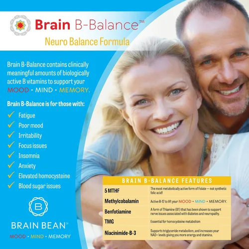Miniatura 6 de Brain B Balance: Multivitamínico metilado - Fórmula neurobalance del complejo B metilado - Metilfolato apoya el estado de ánimo.Mind.Memory - 60